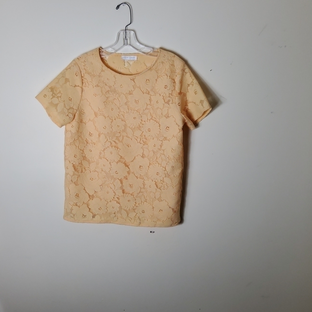 PIERRE CARDIN Women's Lace Short Sleeve Blouse